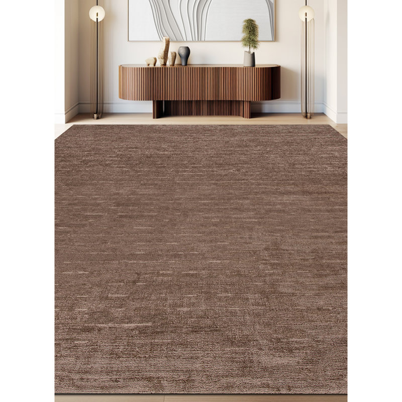 Hand Knotted Area Rug in Mulberry/Brown, Rectangle 6' x 9'