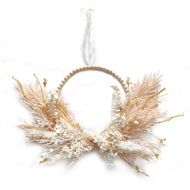 Handcrafted Faux Pampas Polyester 22'' Wreath