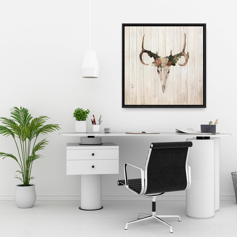 " Mule Deer Skull With Roses "