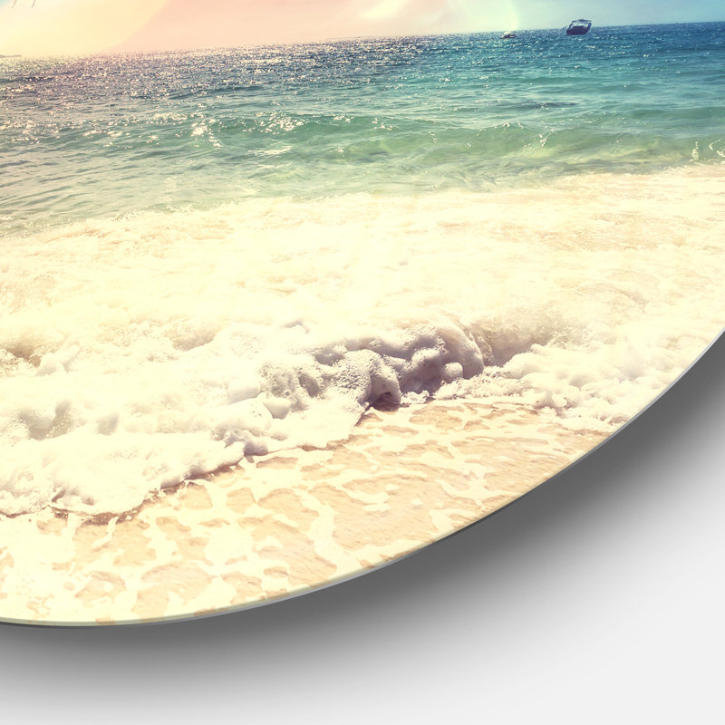 «Colorful Serenity Tropical Beach» - reproduction, H 38 po x l 38 po x P 1 po, Métal