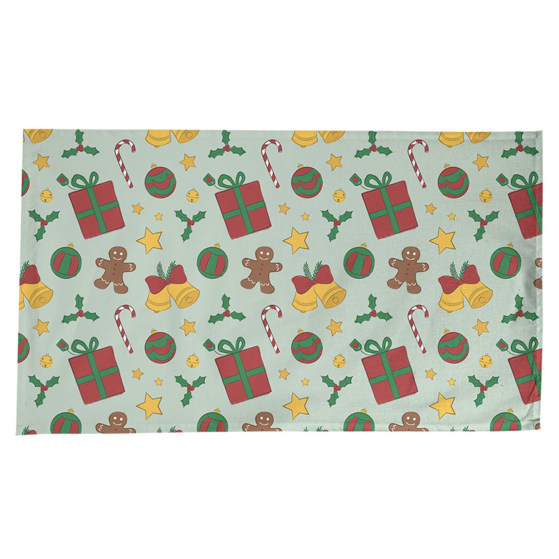 Festive Hol Tablecloth, 102" L x 58" W, Olive Green/Red/Yellow