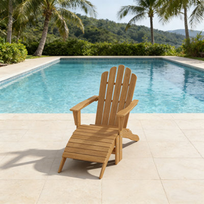Argie Teak Outdoor Adirondack Chair With Ottoman