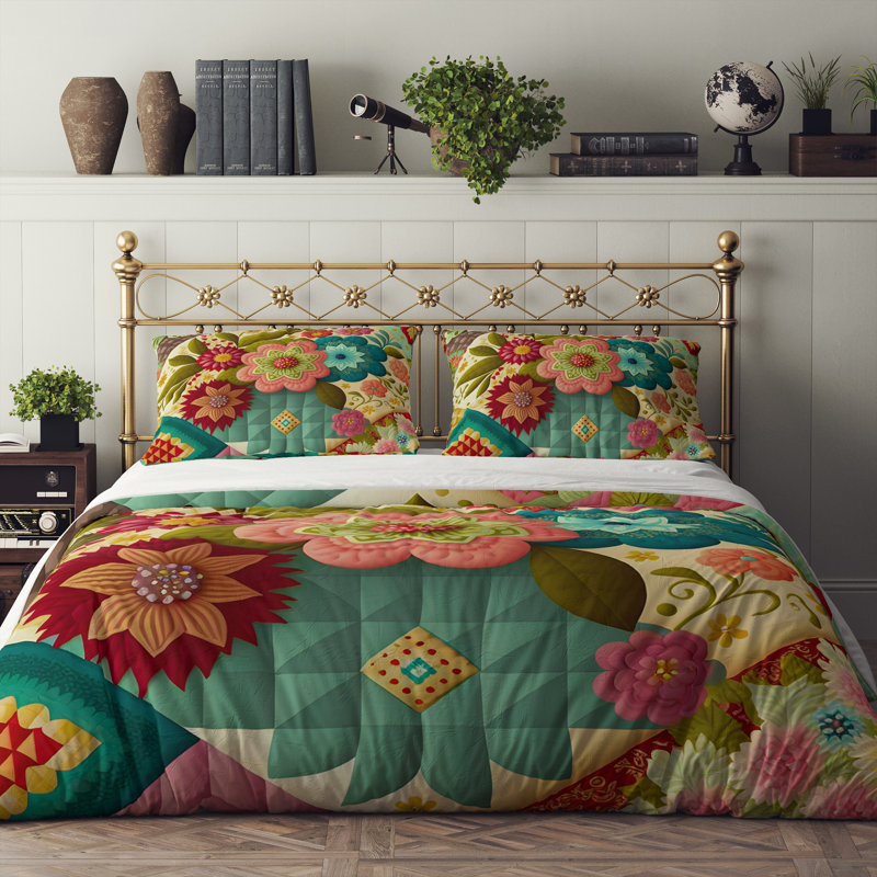 Floral Duvet Cover, King Duvet Cover + 2 King Shams