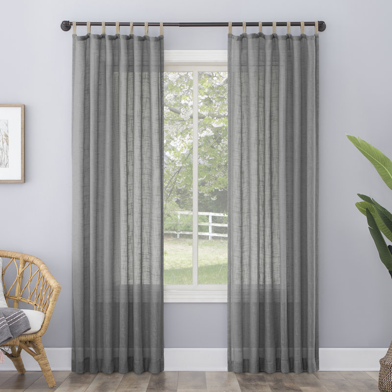 Panneau de rideau semi-diaphane Rylie, Gris, l 50 po x L 63 po