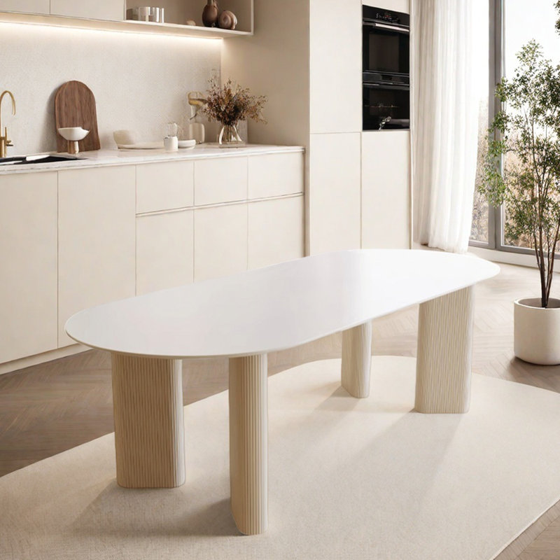 Table de salle à manger Durb, H 29,52 po x L 70,86 po x l 35,43 po, Blanc