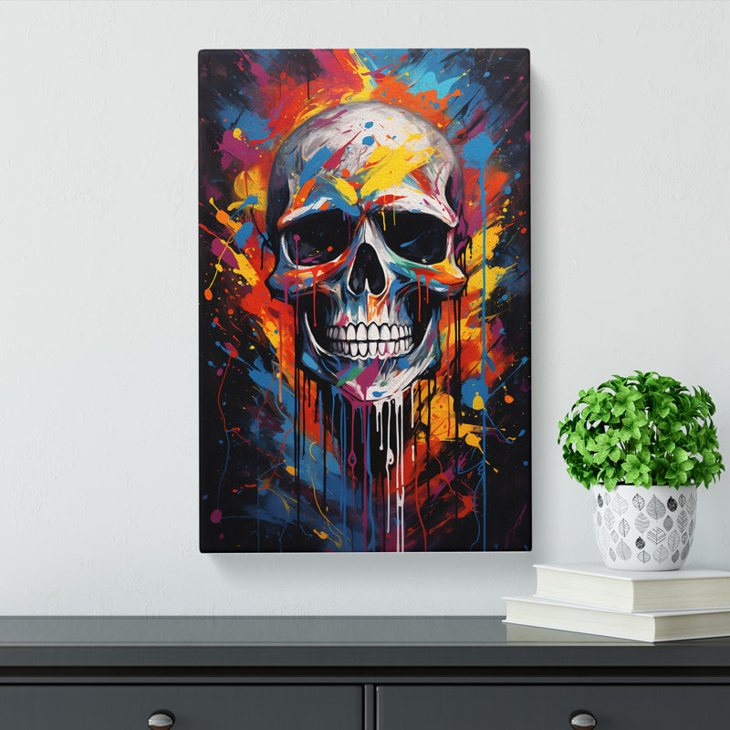 Skull Abstract Art - Wrapped Canvas, 76cm H x 50cm W x 3cm D
