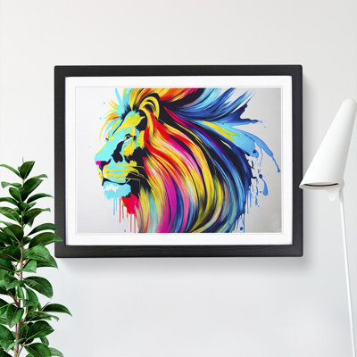 Vibrant Lion Abstract - Framed Print