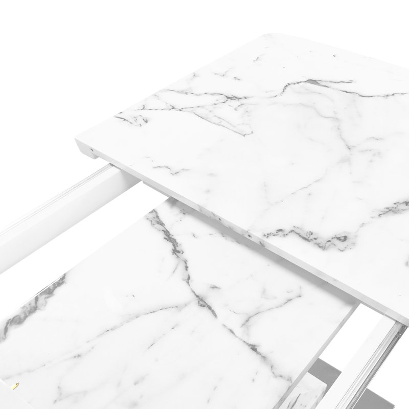 Table de salle à manger extensible Modern, Blanc, H 30,78 po x L 63,96 po x l 31,49 po