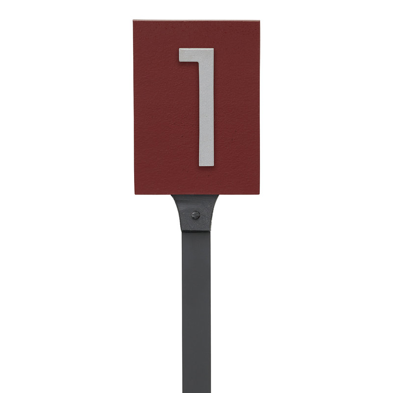 Enseigne d’adresse flottante sur 1 ligne, Rouge brique, Argent, Oui