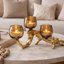 Votive Dyna avec 3 supports, branches multiples, verre doré 16 pouces