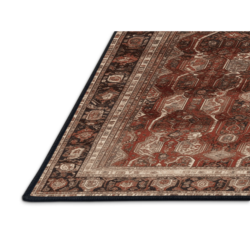Machine Washable Persian Brown Area Rug, Round 8'