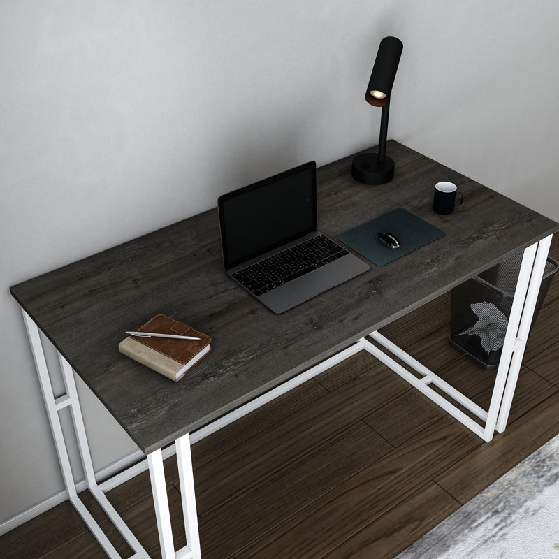 Kane 120cm W Rectangular Computer Desk, Dark Coffee/White 