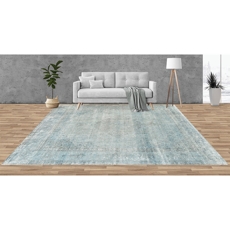 ZIVNVIZIGLB00 Wool Area Rug in Blue, Rectangle 5' x 8'