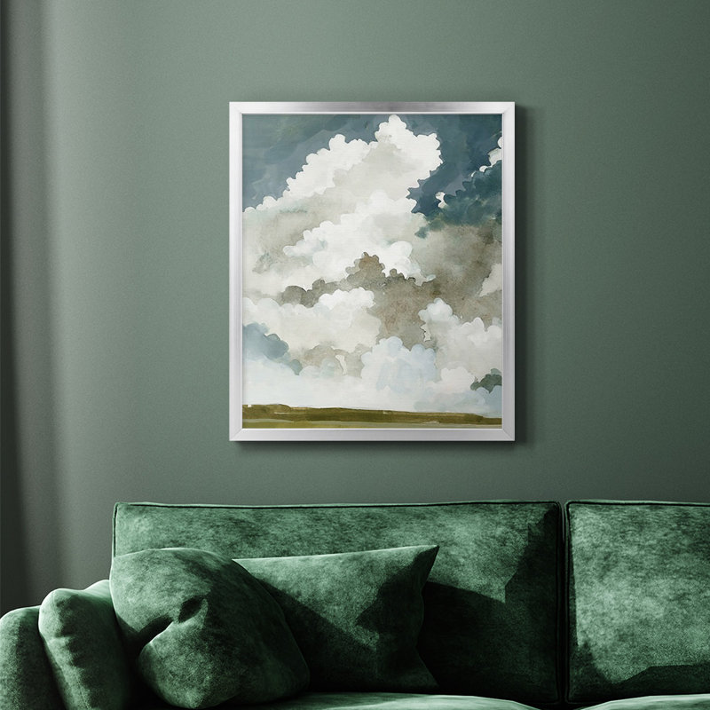 «Vast Neutral Sky I», toile encadrée de qualité supérieure - prête à être accrochée, H 24 po x l 20 po, Argent