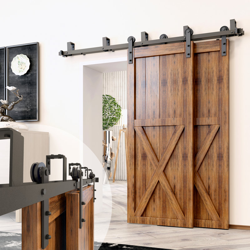 Steel Double Door Barn Door Hardware Kit, 84 in.