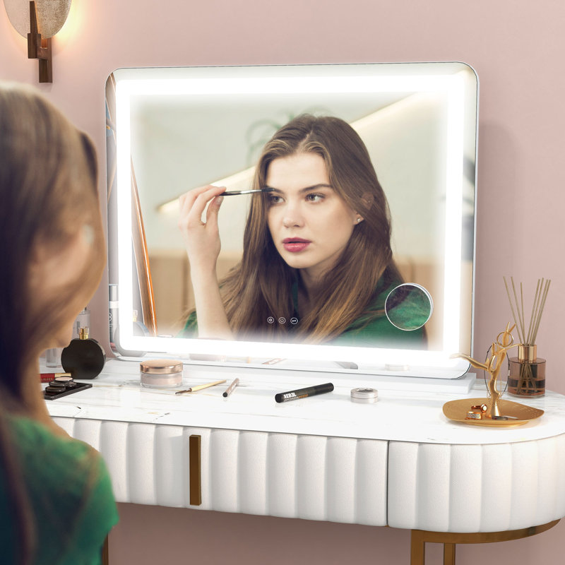 HOMCOM Vanity Mirror with Lights, Large 80x62 cm Makeup Mirror, White