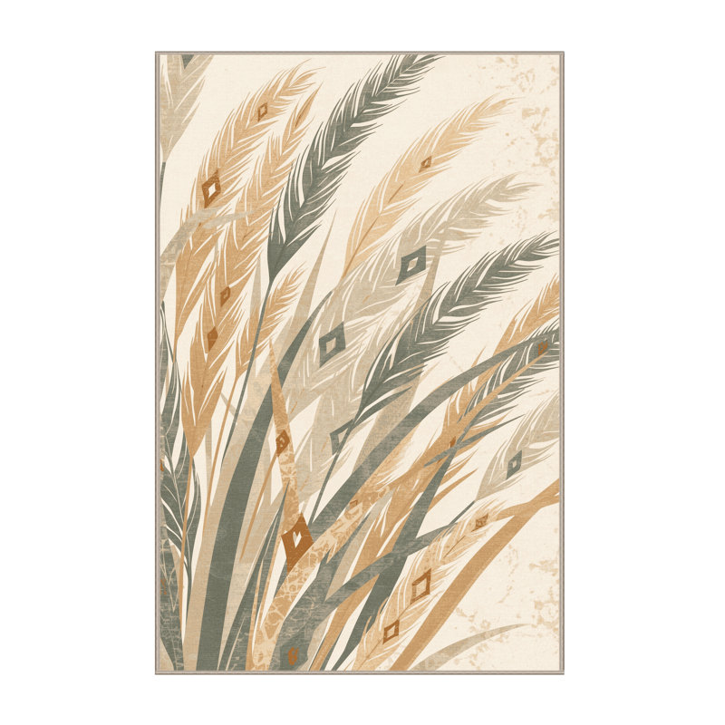 Machine Washable Ottwell Wild Grass Bohemian Moroccan Rug in Beige – Beige Binding, 3x5