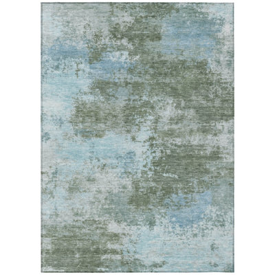 Machine Washable Indoor/Outdoor Xhevrie Sage Rug