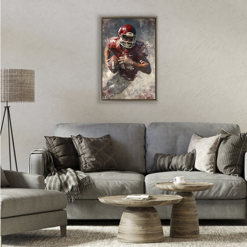 Eye On The End Zone Floating Frame, design by Ray Powers, Montalcino Elm Floater Frame, 25" H x 17" W