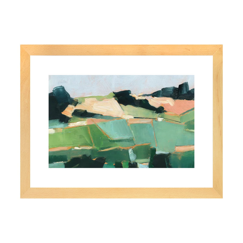 " Rolling Fields I " by Ethan Harper, White, 24'' H x 32'' W x 1'' D, Natural Wood Paper