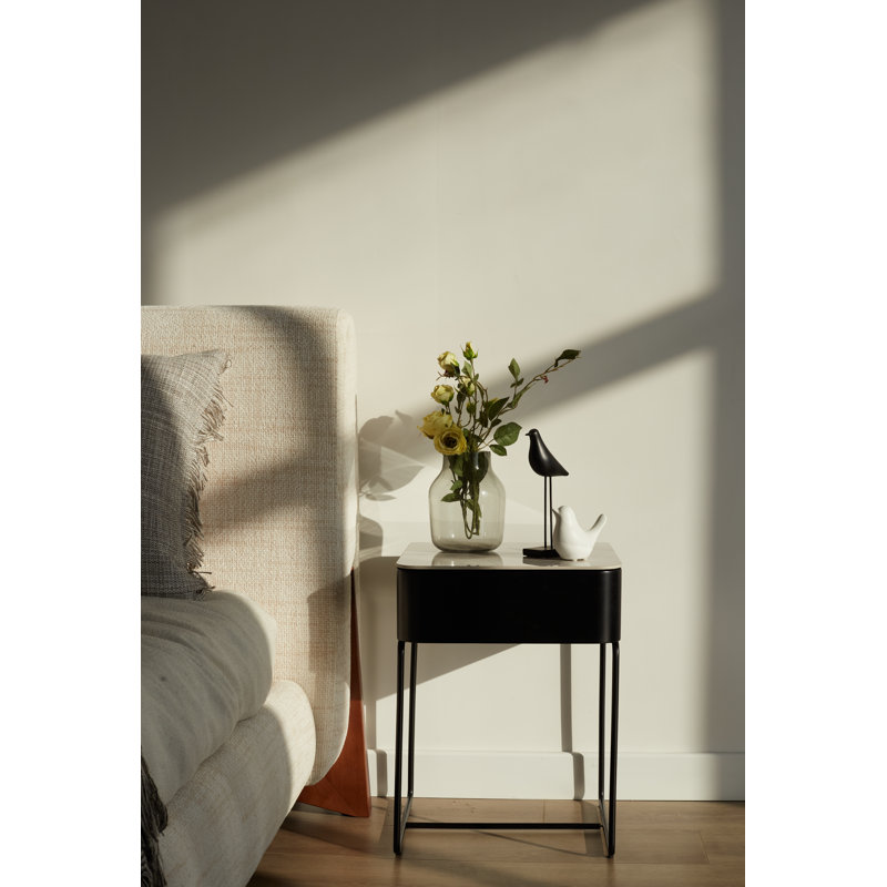 Smithers 40cm W Metal Bedside Table, Black