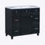 Ensemble de meuble-lavabo de salle de bain 36 "avec comptoir de lavabo, noir, lavabo simple, armoire avec porte à fermeture douce et 3 tiroirs