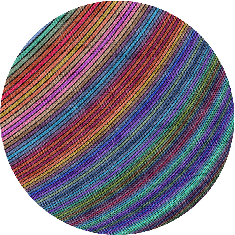 Tapis rouge/bleu/vert tissé à la machine, Rond 4 pi
