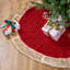 Jupe d'arbre de Noël en tricot torsadé avec bordure en fausse fourrure - 48 po - Rouge