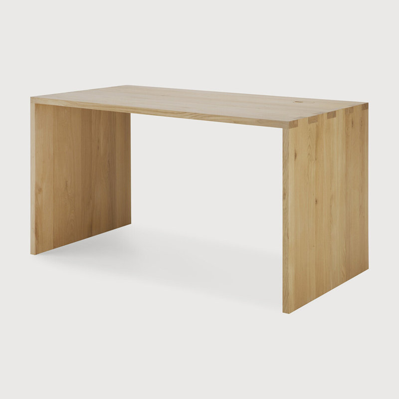 U Solid Wood Writing Desk, Oak, 30" H x 63" W x 31.5" D