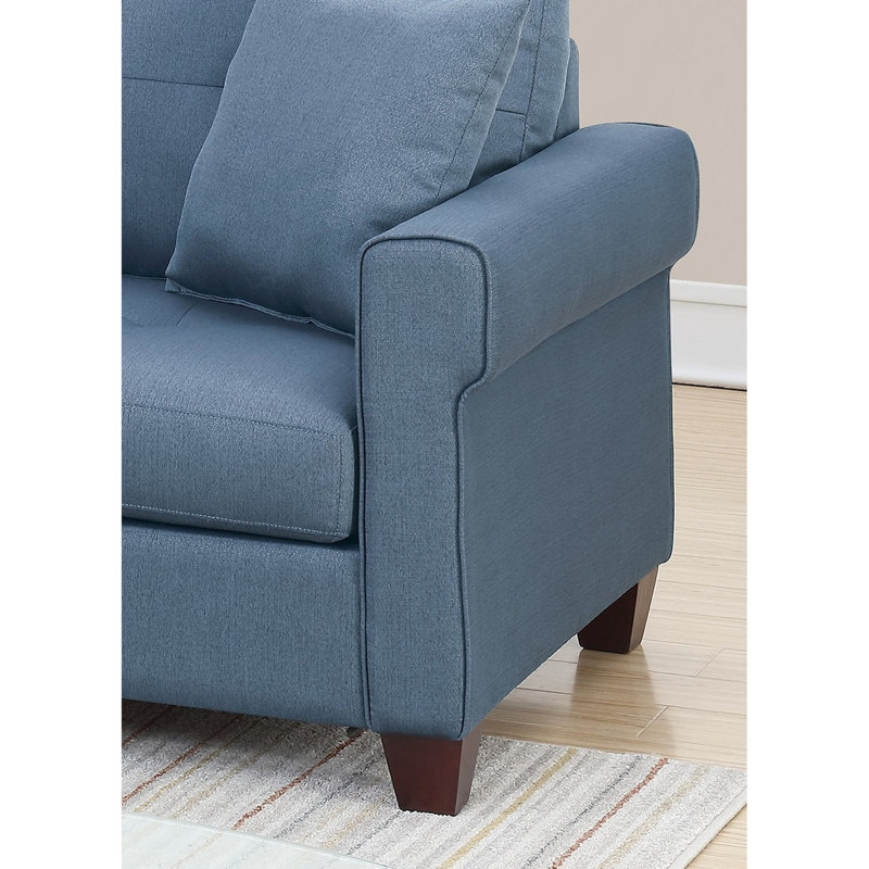 Canapé modulaire moderne en polyfibre brillant avec coussins décoratifs et méridienne réversible avec cadre en pin massif pour le salon