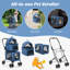 Poussette double pour 2 chiens ou chats avec 2 ceintures de sécurité amovibles bleu-117279811