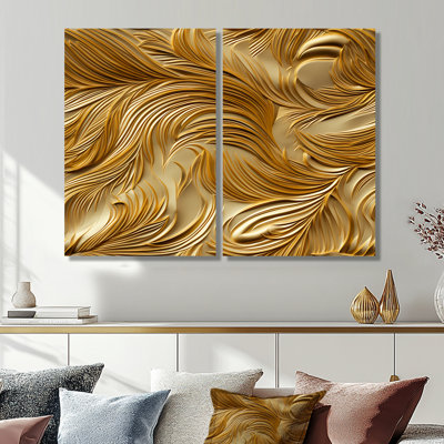 Golden Feathers Serenity IV - grandes plumes, impressions sur toile