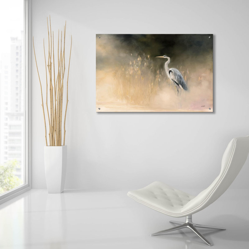  «Peaceful Egret» par Julia Purinton, art mural en verre acrylique, 36 po x 24 po, H 24 po x l 36 po x P 0,2 po