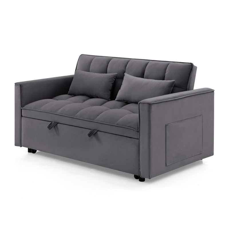 54,33 po Canapé-lit pliable polyvalent en 3 longueurs, canapé-lit moderne, canapé-lit en velours, dossier réglable (GRIS)