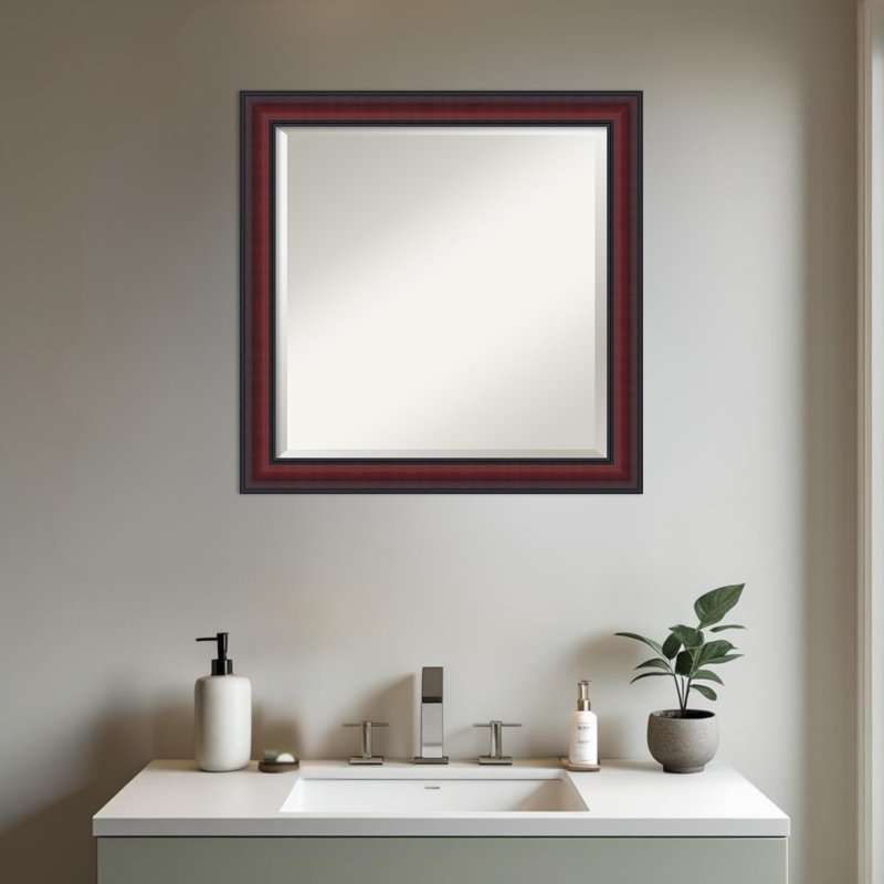 Miroir mural de salle de bain Dalat, 23,75 po x 23,75 po, Cerisier
