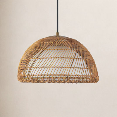 Verbana Single Light Rattan Steel Pendant