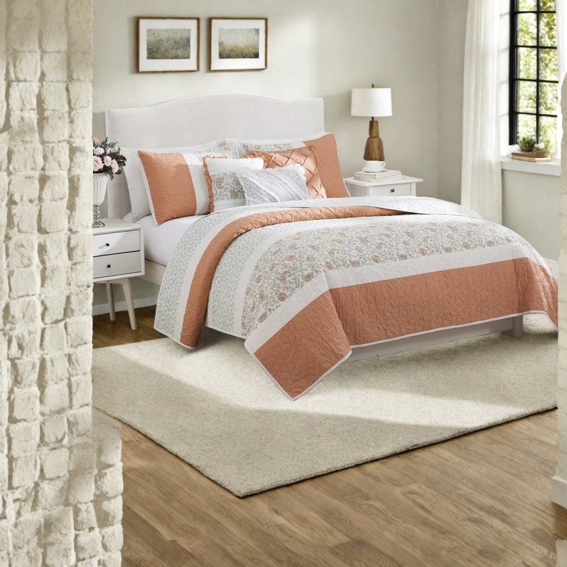 Reversible Cotton Percale Bedding Sets, Farmhouse King Bedroom Home
