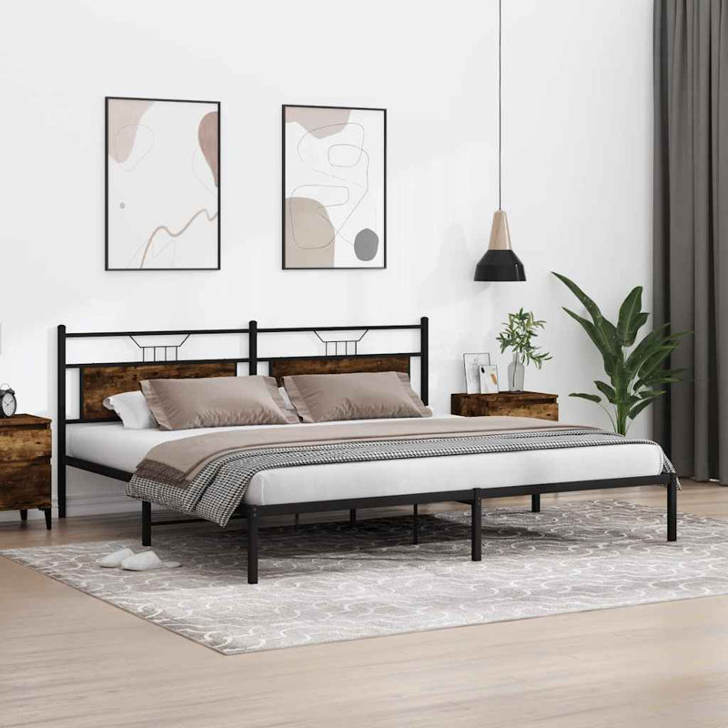 Bed Frame Without Mattress Smoked Oak Engineered Wood