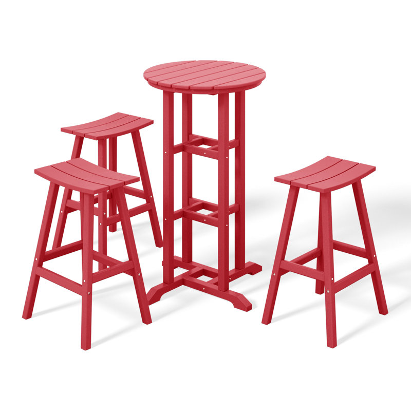 Ensemble repas extérieur pour 3 personnes Laguna, Rouge