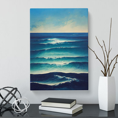 Seascape Painting Gestural - Wrapped Canvas