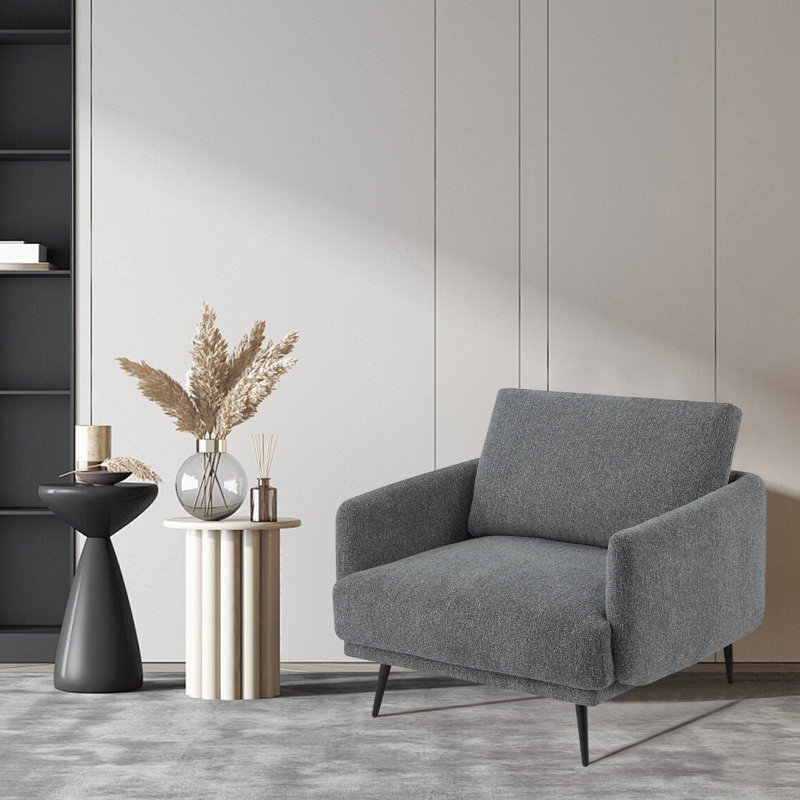Karaka 37.5'' Wide Oversized Armchair accent chair single seat sofa for living room, Dark Gray Chenille