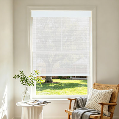  Free-Stop Cordless Solar Roller Shades for Windows, 5% Openness, White, 23"W x 72"H