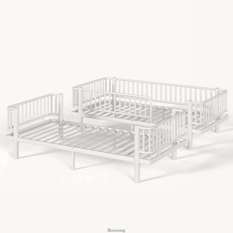 Lit superposé en métal Twin XL avec échelles, barrières de sécurité et structure tubulaire ronde, convertible en 2 lits, blanc