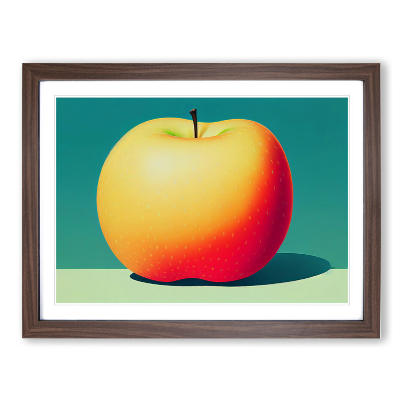 Single Apple Fruit Vol.2 - Print, Walnut Framed, 25cm H x 34cm W x 2cm D