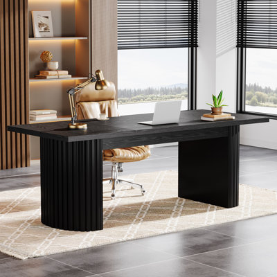 Bureau de direction 78,74 "extra long, poste de travail de bureau d'ordinateur de ferme avec base double pour bureau à domicile
