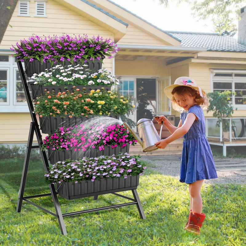 5-Tier Vertical Garden Planter, Freestanding Raised Garden Bed with Drainage Hole, Elevated Planter Box for Herbs, Vegetables & Flowers, Space-Saving Plant Stand