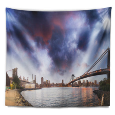 Tapisserie cityscape brooklyn bridge over east river