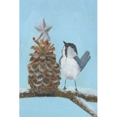 " Chickadee Christmas II 2-Up " by Grace Popp Painting Print