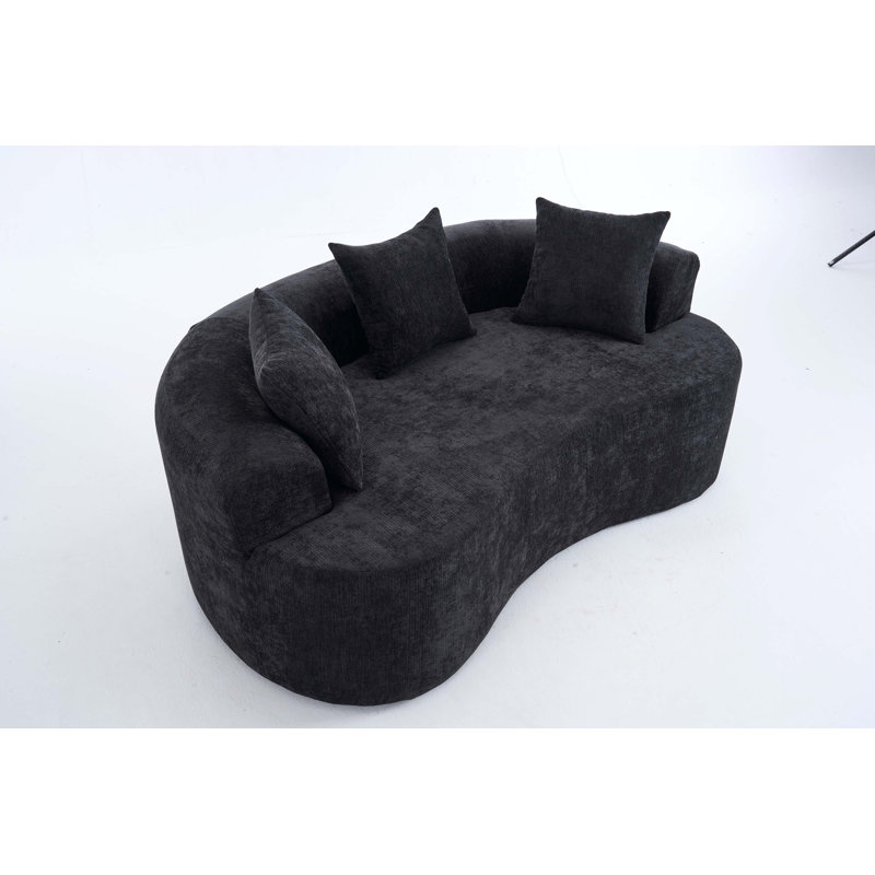 Canapé en forme de croissant moderne sans assemblage et siège confortable, H 24,51 po x l 79,05 po x P 40,71 po, Noir