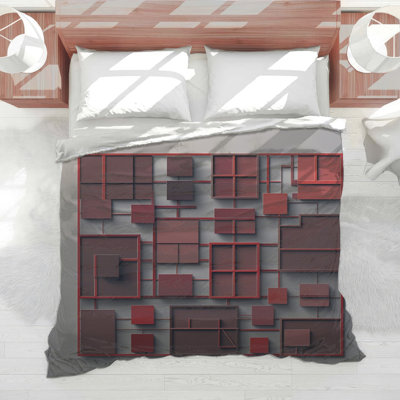 Édredon Red Grid Squares